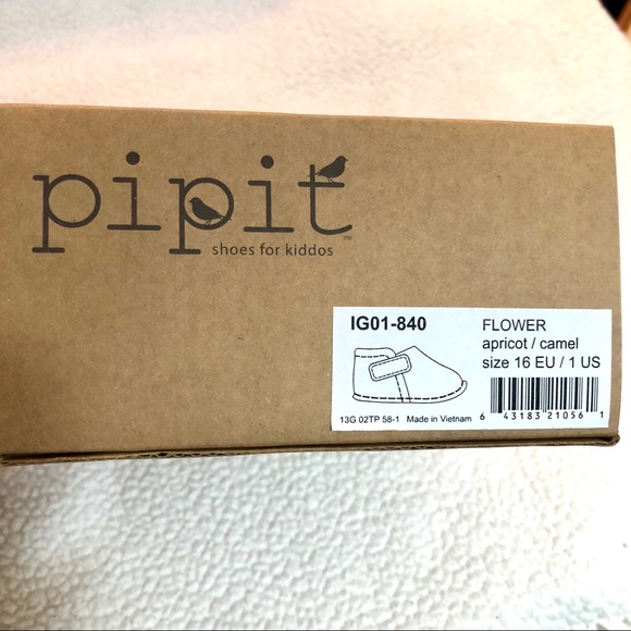 Pipit Suede Flower Apricot Camel Baby Shoes Size 1 - Picture 7 of 10